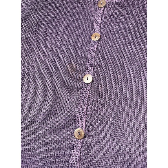 TALBOTS PURPLE WOOD BUTTON CARDIGAN LARGE KNIT LONG SLEEVE - Picture 3 of 8